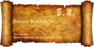 Becza Miklós névjegykártya
